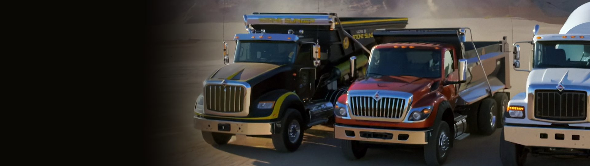 International trucks in desert